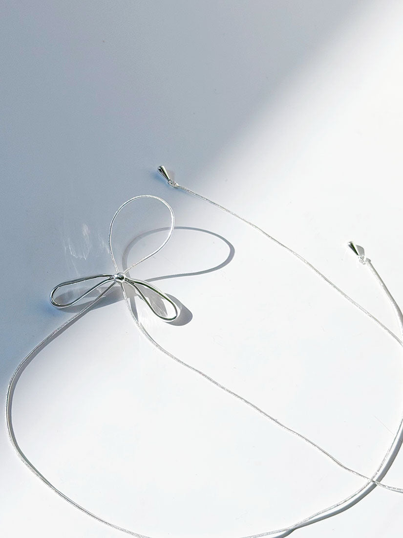 Silver Bow Necklace