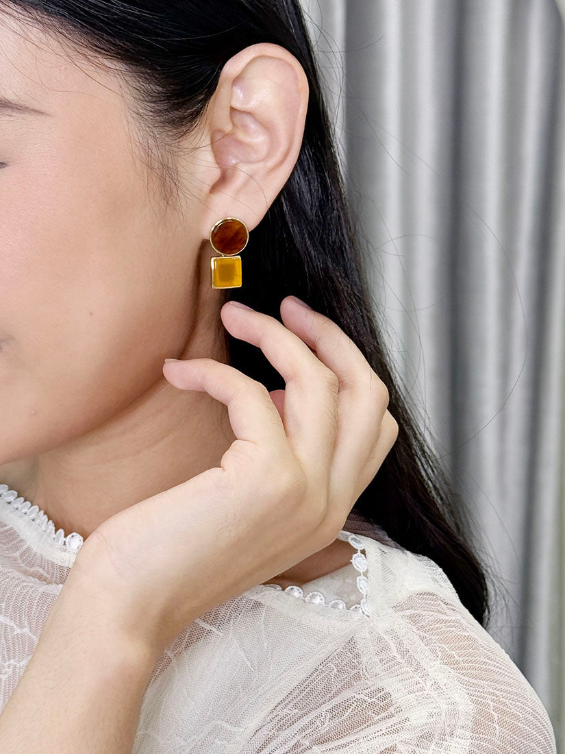 Agate Pattern Geometric Earrings (2 Colours)