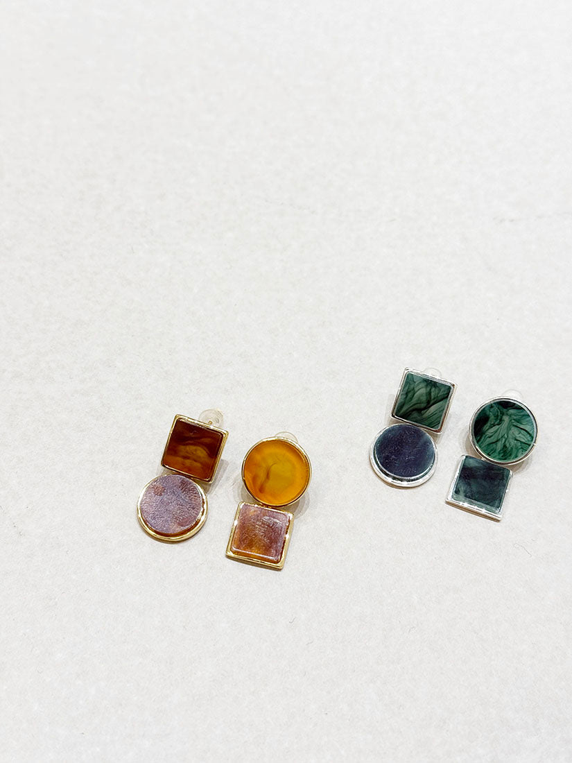 Agate Pattern Geometric Earrings (2 Colours)