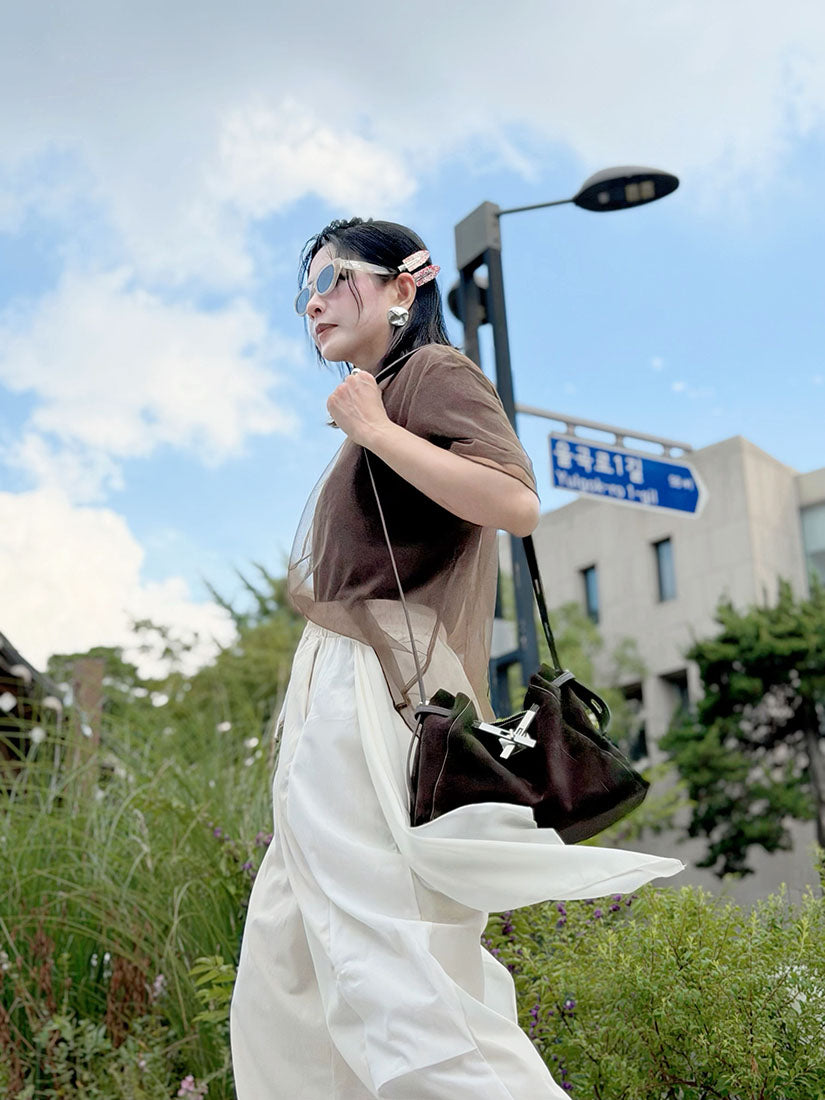 Chiffon Drape Patch Pants (2 Colours)
