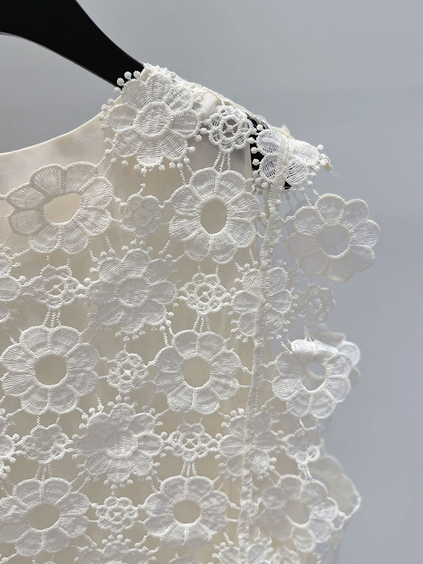 Flower Lace Cover Up Vest Top Set (2 Colours)