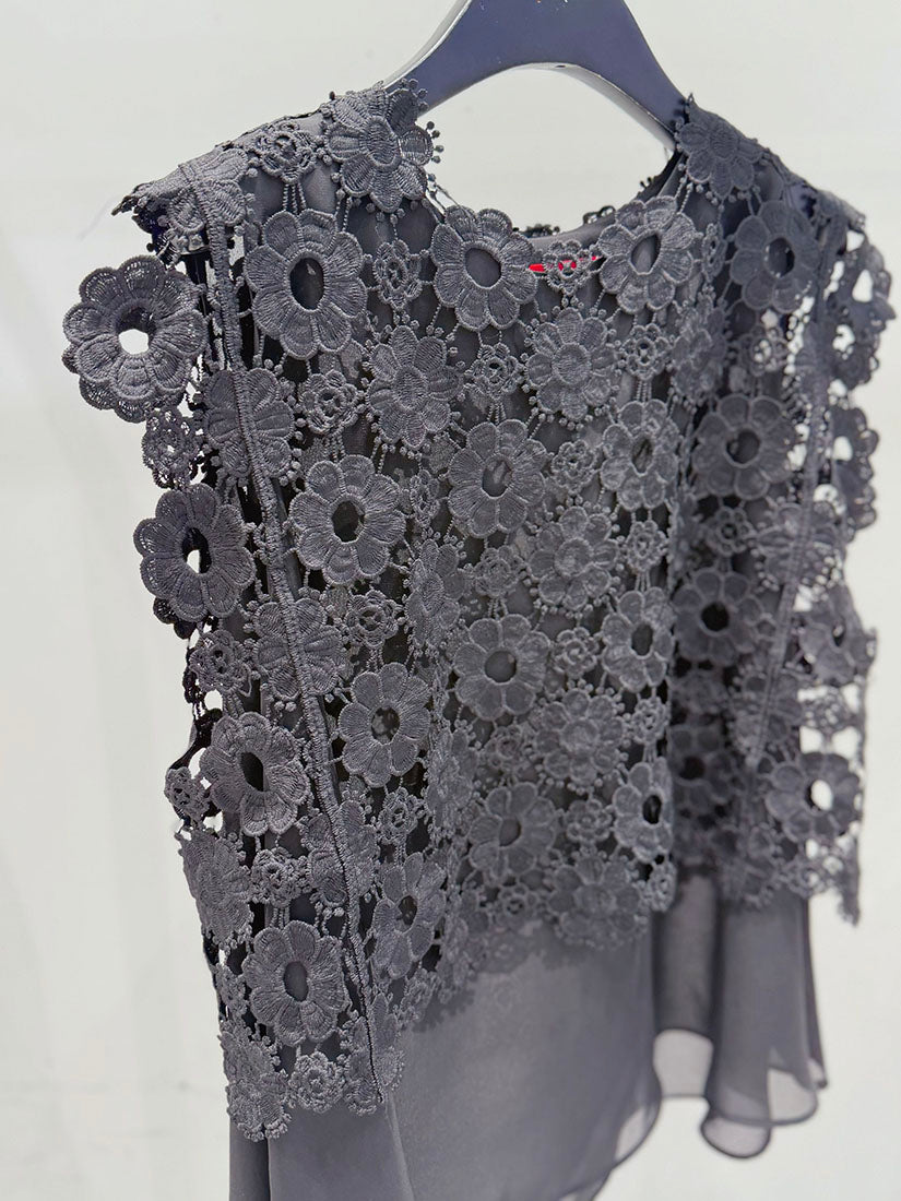 Flower Lace Cover Up Vest Top Set (2 Colours)