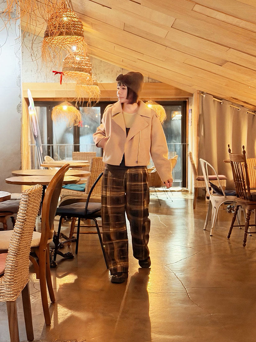 Drawstring Waist Checkered Pants (2 Colours)