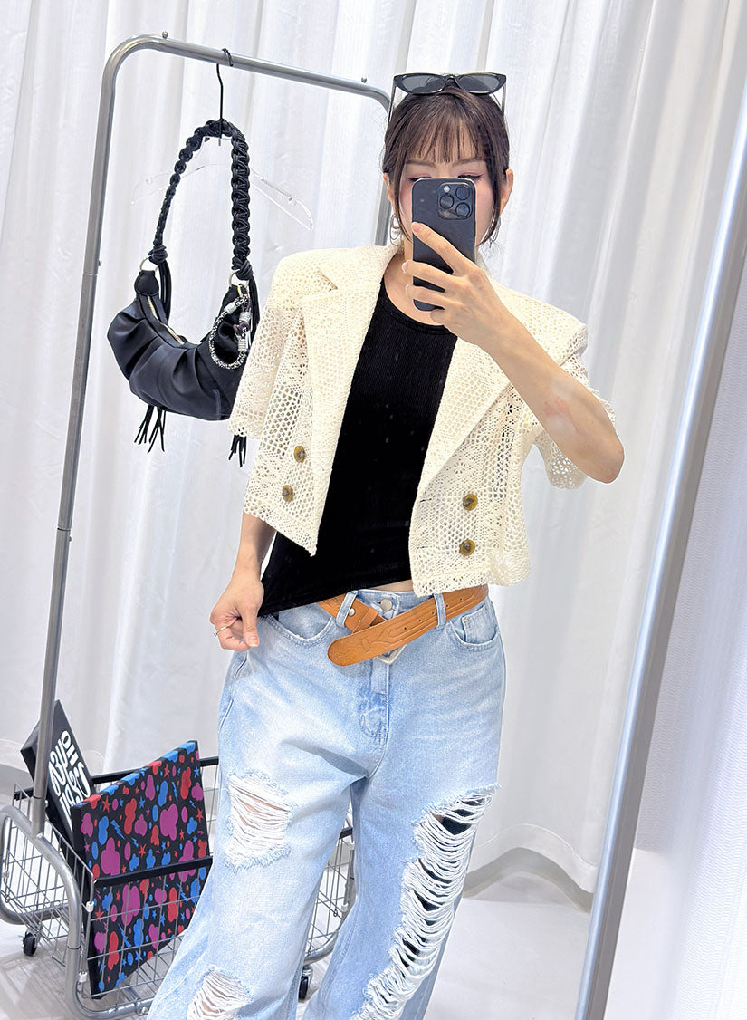 Crochet Lace Crop Blazer (2 Colours)