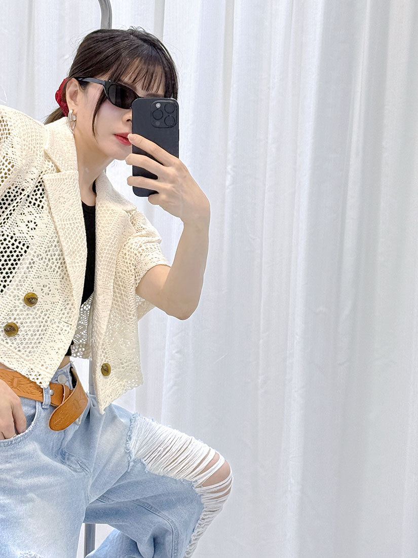 Crochet Lace Crop Blazer (2 Colours)