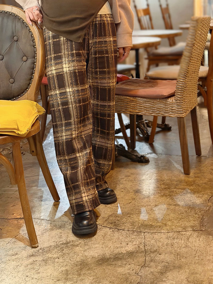 Drawstring Waist Checkered Pants (2 Colours)