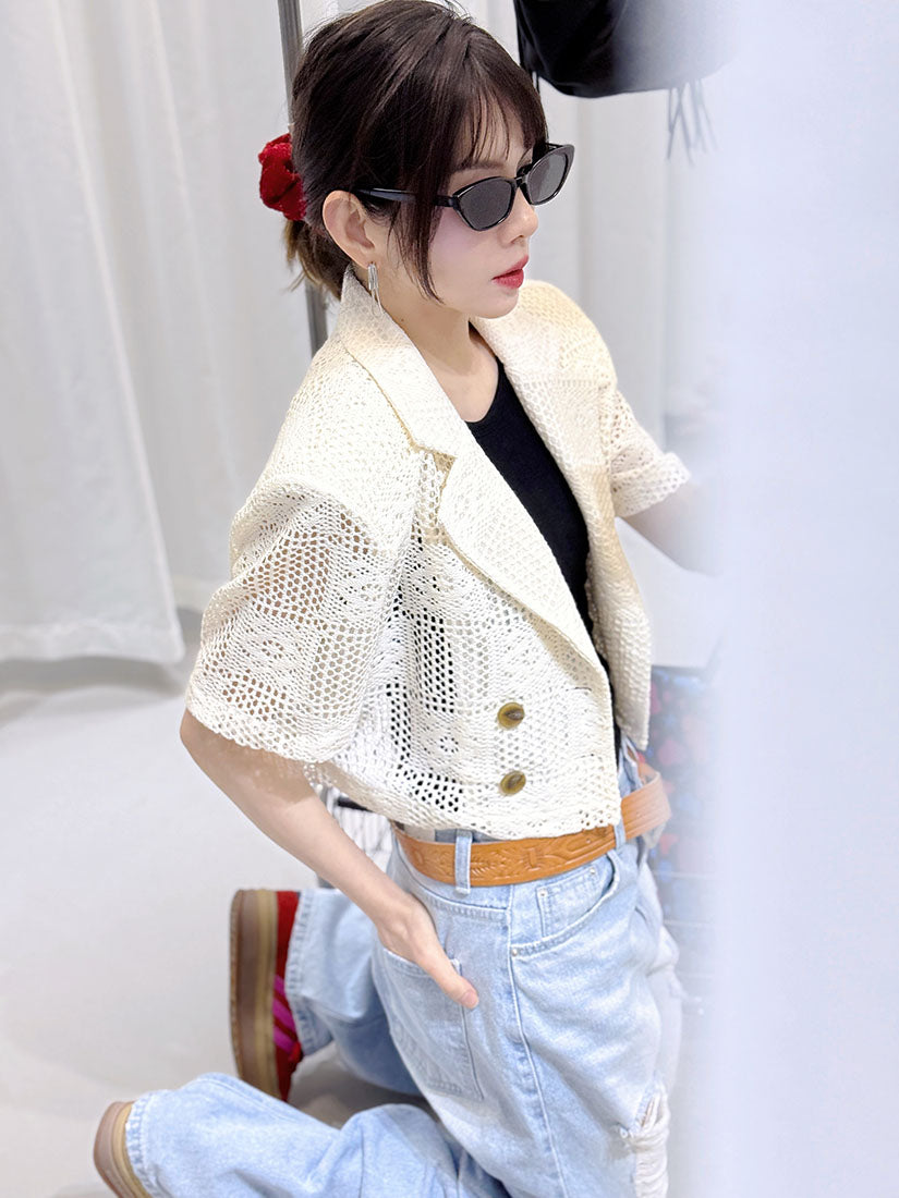Crochet Lace Crop Blazer (2 Colours)