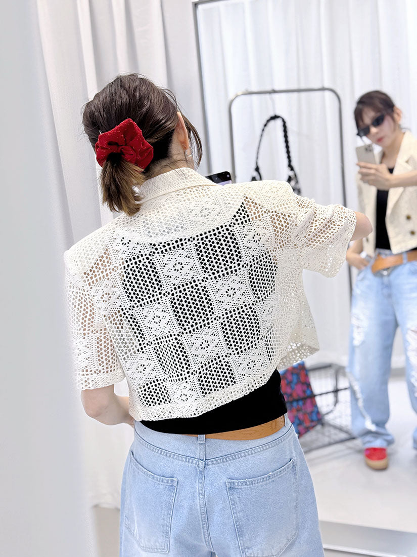 Crochet Lace Crop Blazer (2 Colours)