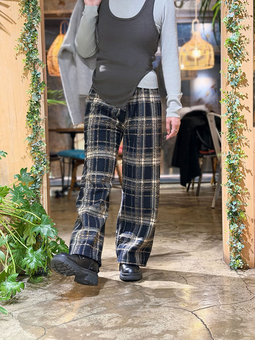 Drawstring Waist Checkered Pants (2 Colours)