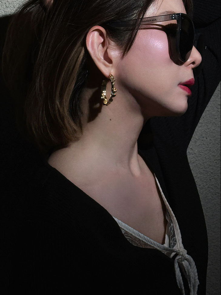 Abstract Wave Hoop Earrings