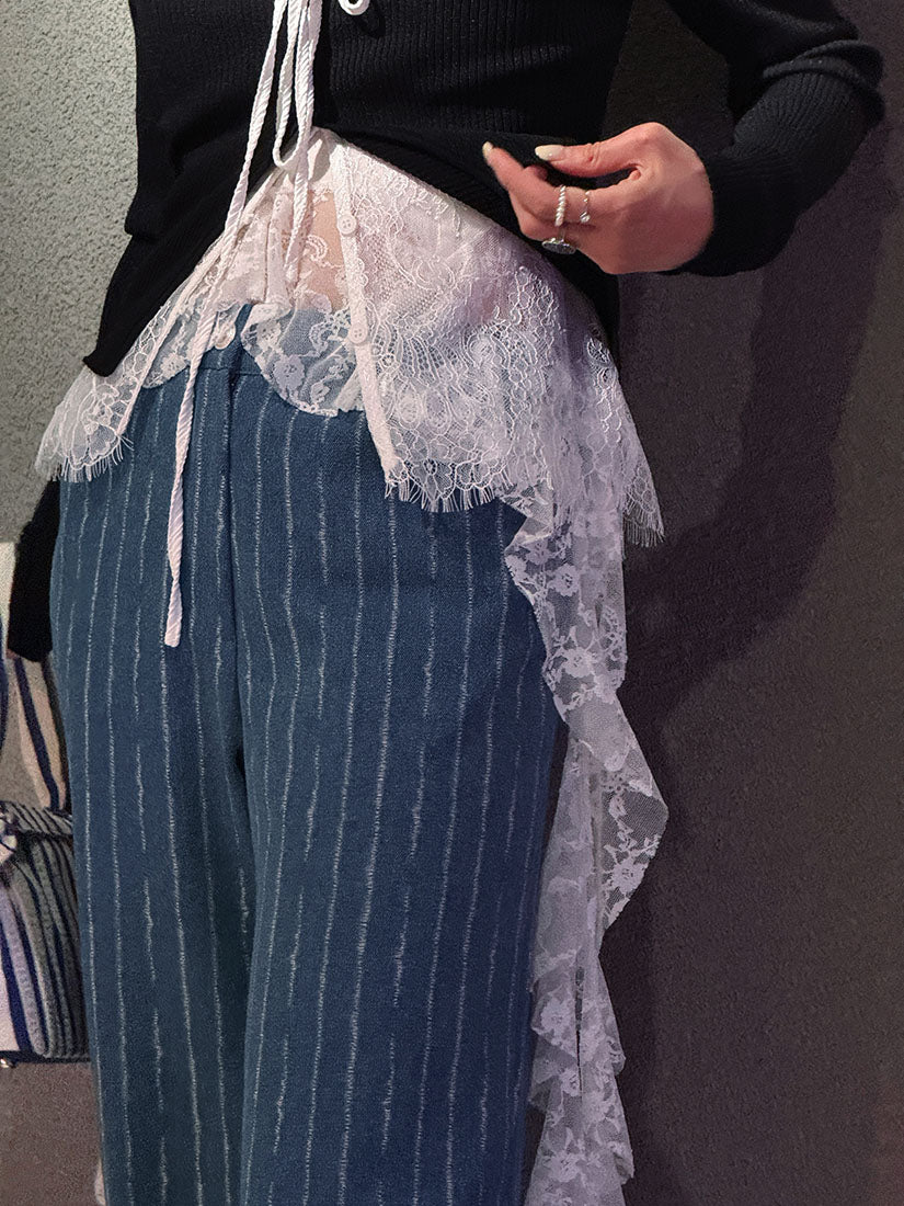 Tuck Striped Denim Pants