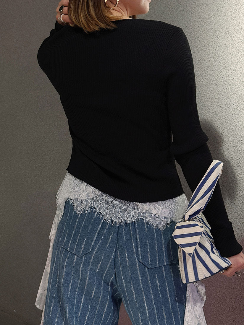 Tuck Striped Denim Pants