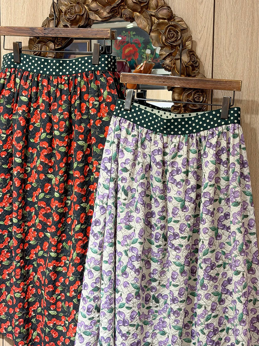 Cherry Printed Flare Skirt (2 Colours)