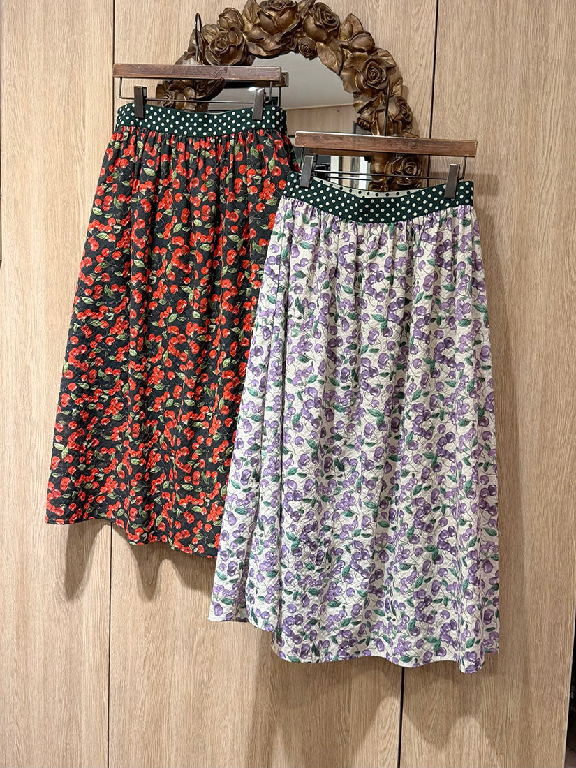 Cherry Printed Flare Skirt (2 Colours)
