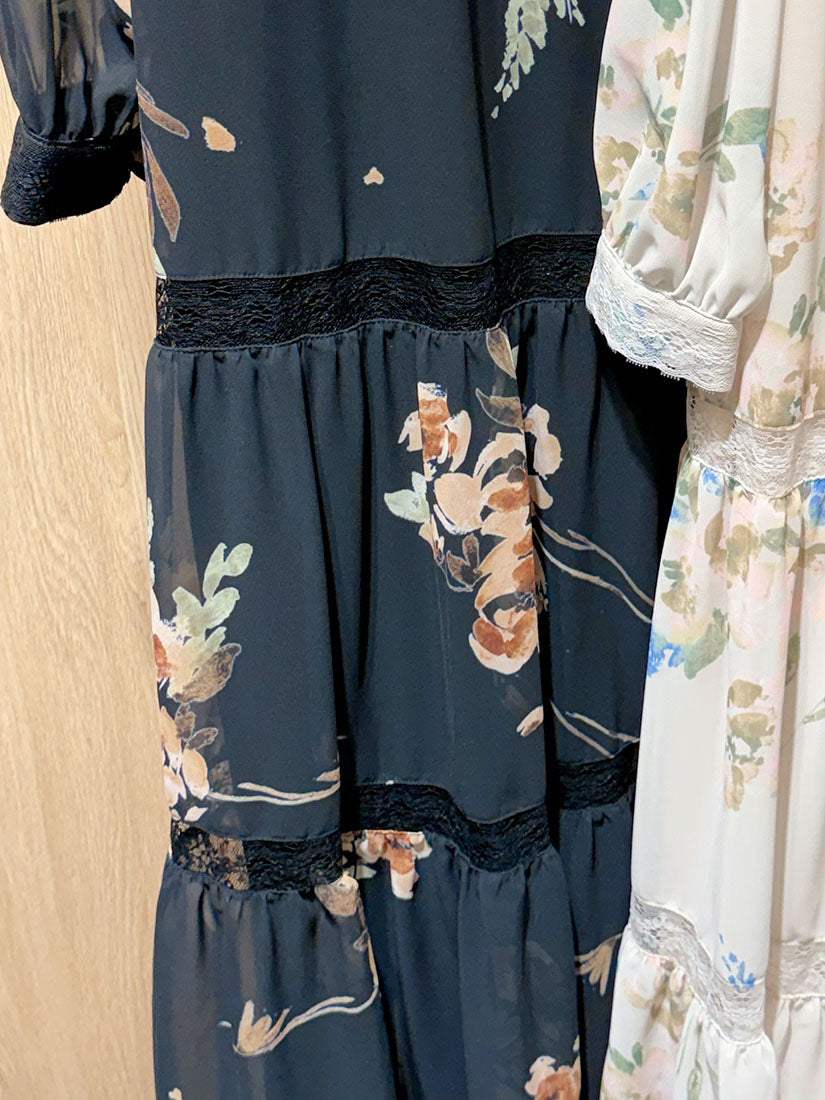 Lace Trim Floral Prairie Dress (2 Colours)