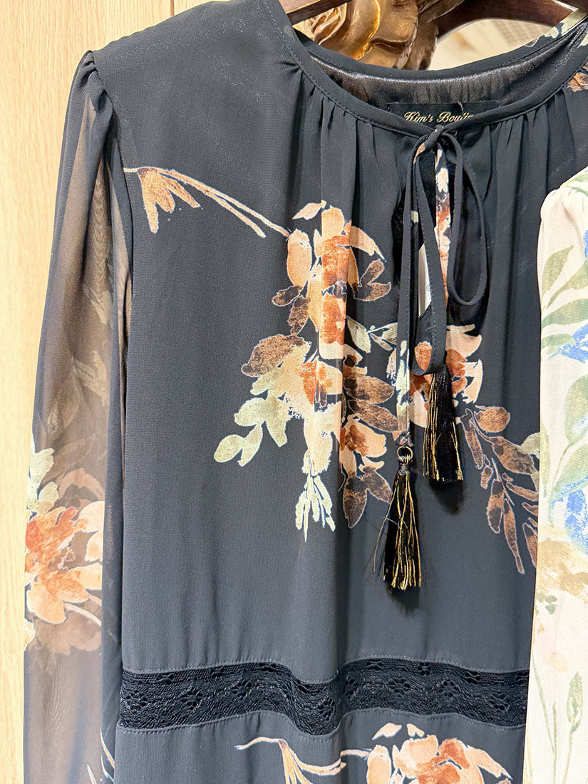 Lace Trim Floral Prairie Dress (2 Colours)