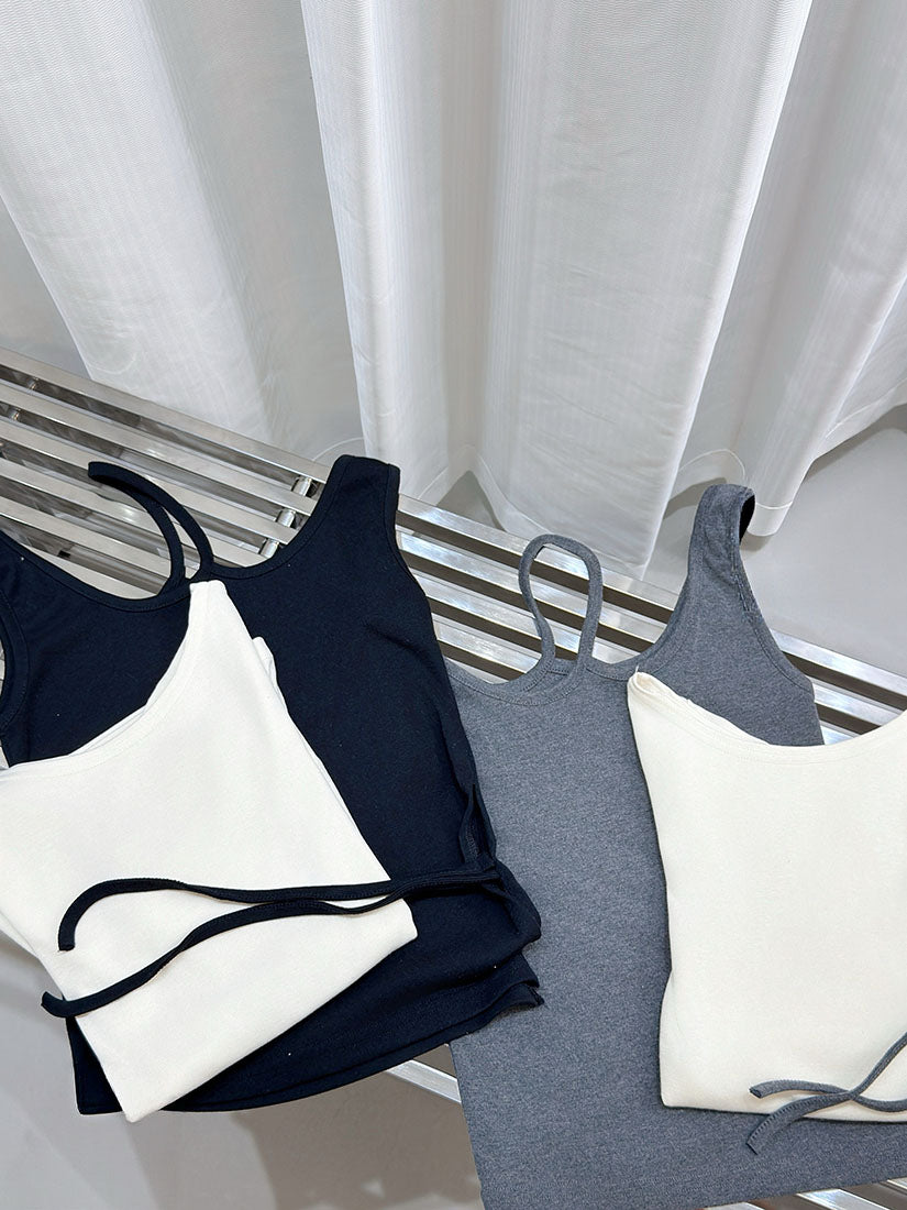 Cut Out Tank Top With Long Sleeve Top Set