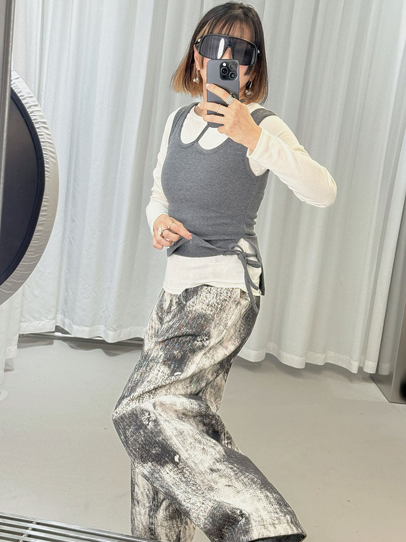 Charcoal Paint Printed Denim Pants