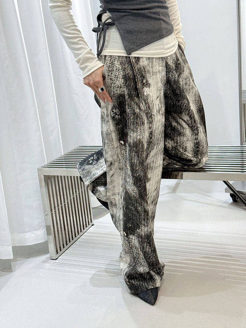 Charcoal Paint Printed Denim Pants