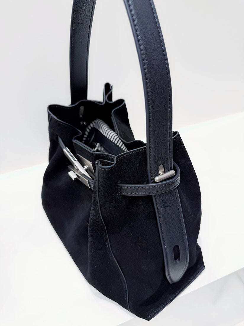 Buckle Strap Detail Suede Shoulder Bag (4 Colours)
