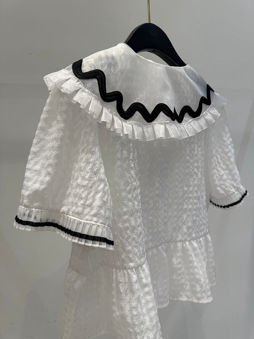 Wave Pleated Hem Top