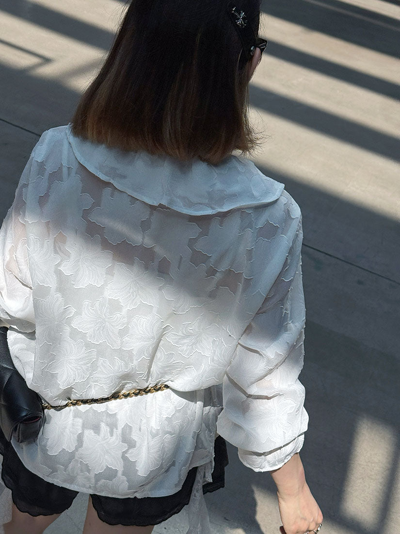 Ruffle Detailed Floral Textured Blouse (2 Colours)