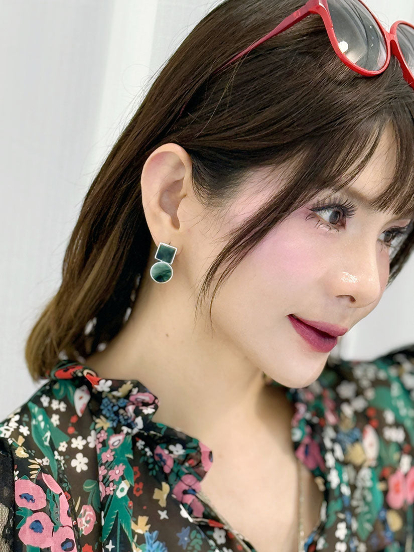 Agate Pattern Geometric Earrings (2 Colours)