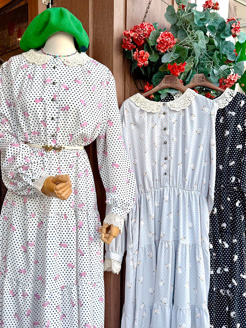 Polka Dot With Cat Printed Dress (3 Colours)