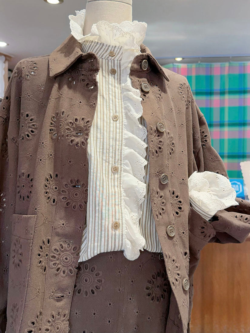 Flower Perforated Shirt Jacket (2 Colours)