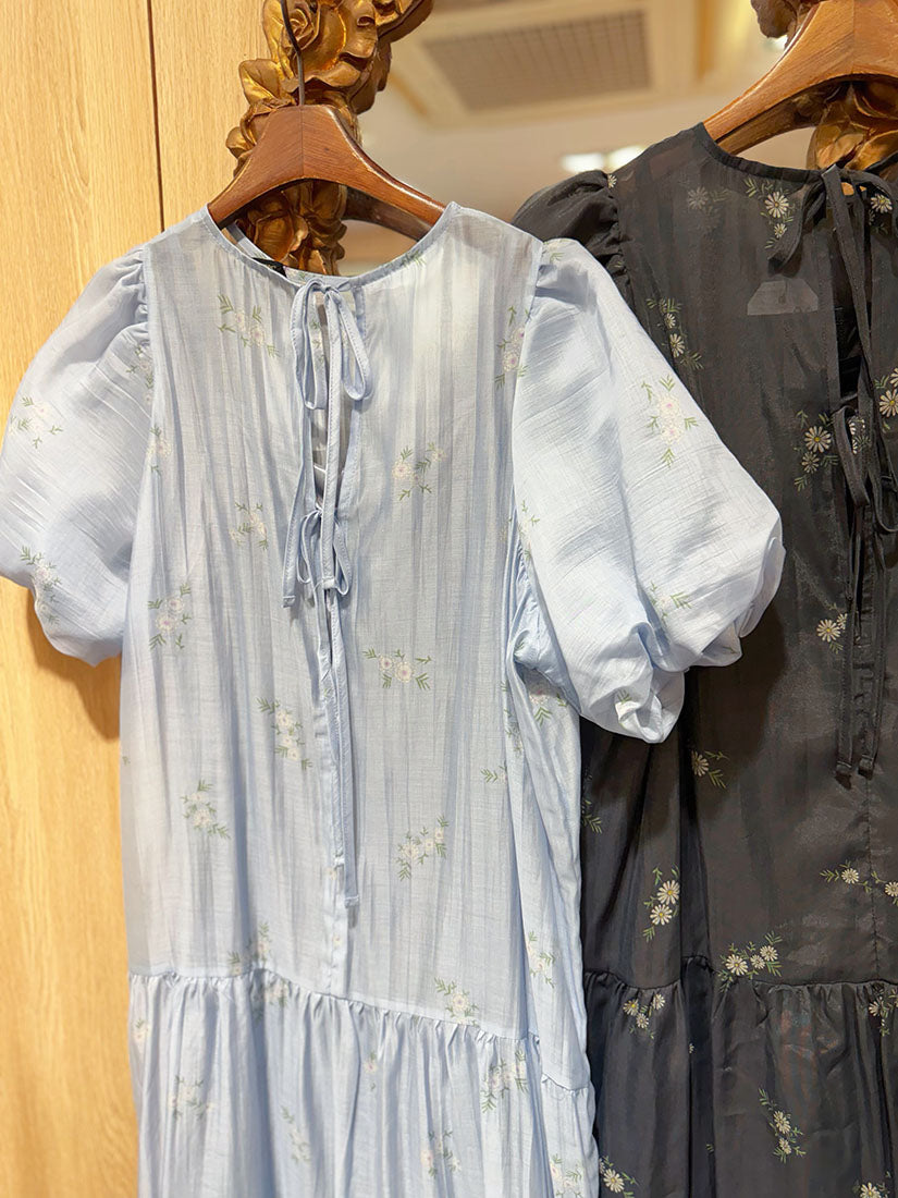 Floral Printed Puff Sleeve Tiered Dress(2 Colours)