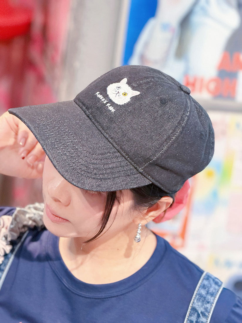 Cat Embroidered Denim Cap (3 Colours)