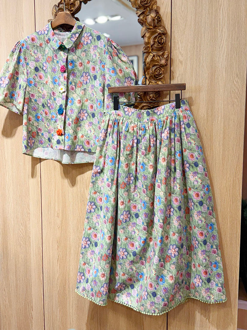 Floral Printed Flare Skirt(3 Colours)