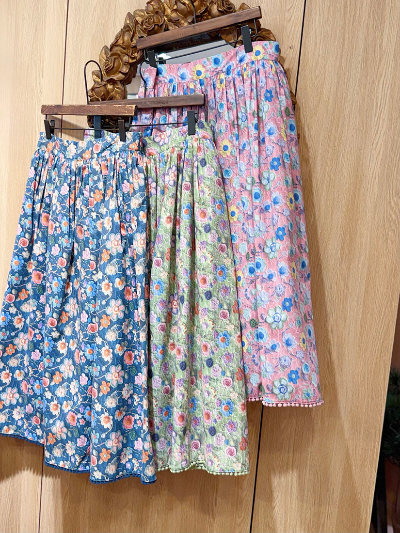 Floral Printed Flare Skirt(3 Colours)