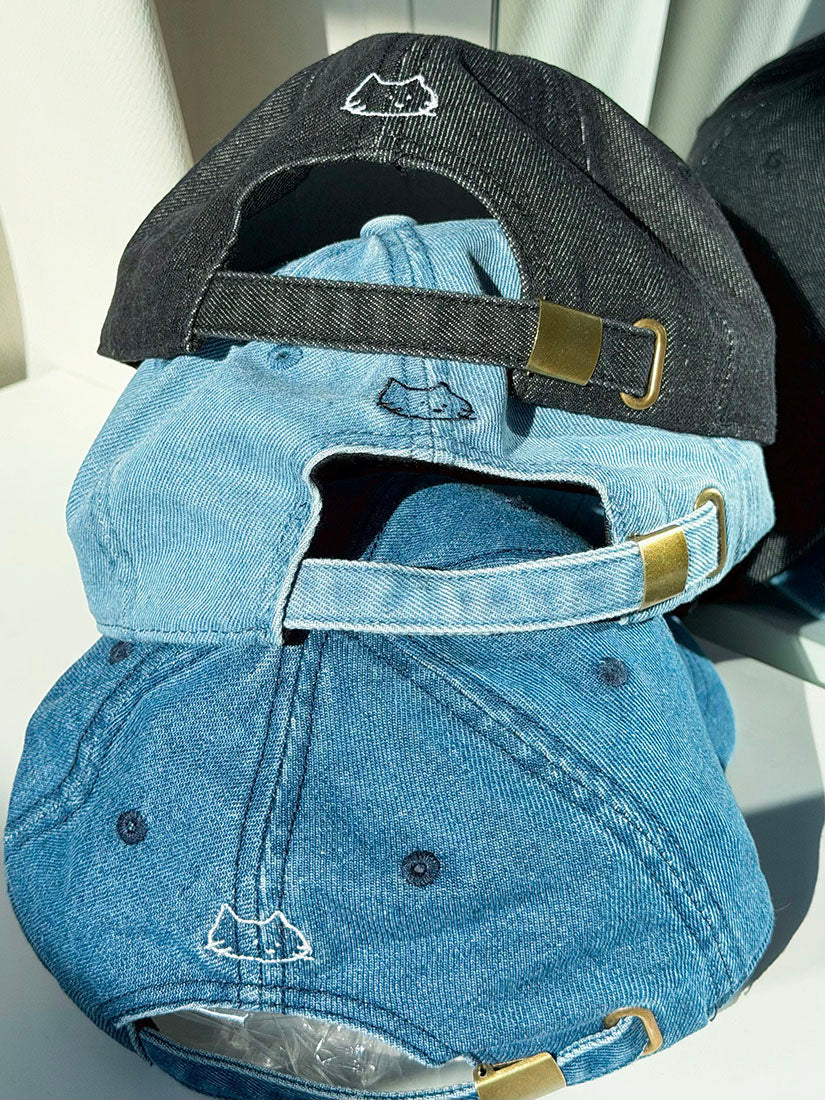 Cat Embroidered Denim Cap (3 Colours)