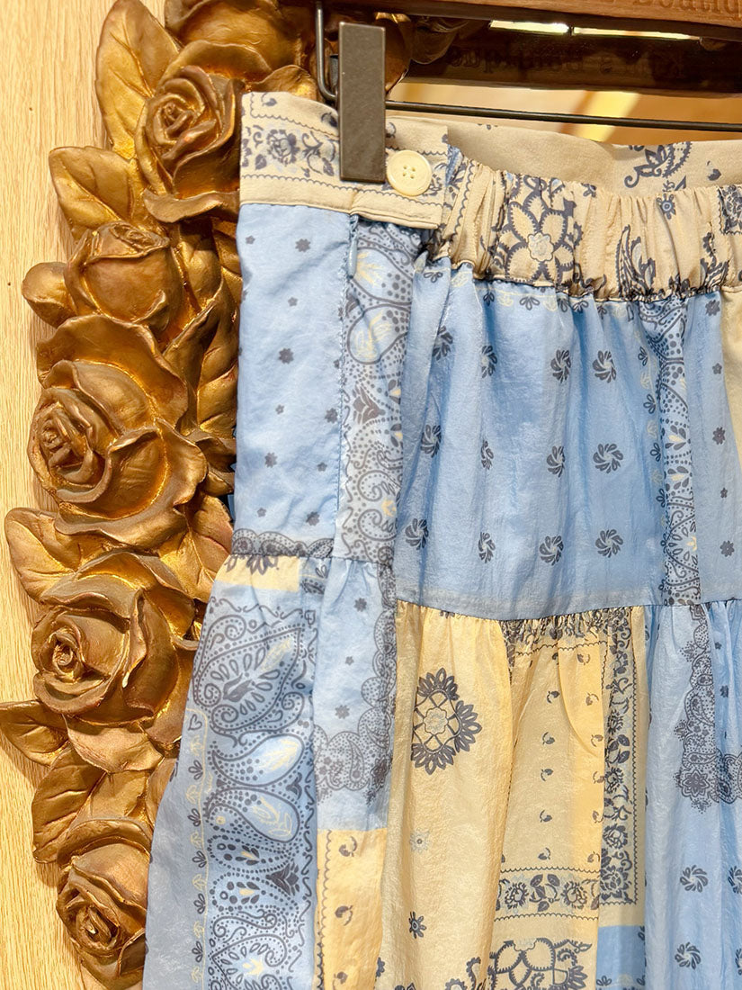 Scarf Printed Ruffle Hem Skirt