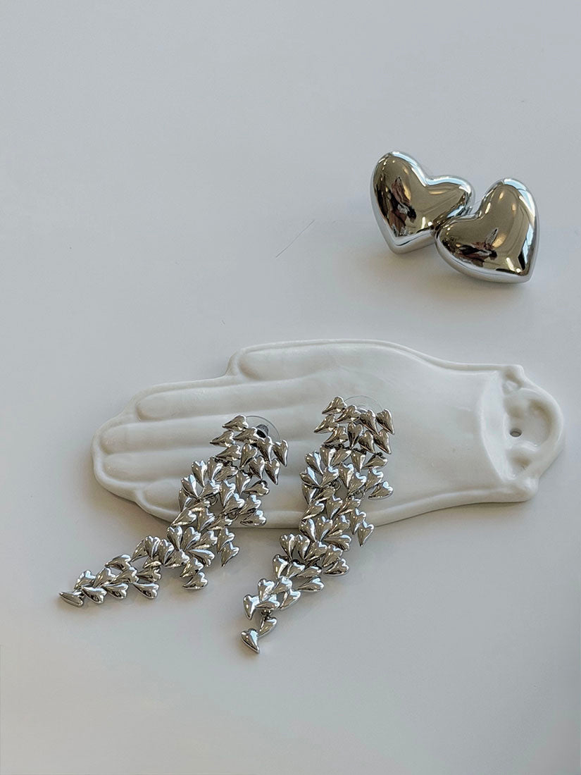 Polished Silver Romance Heart Earrings (2 Styles)