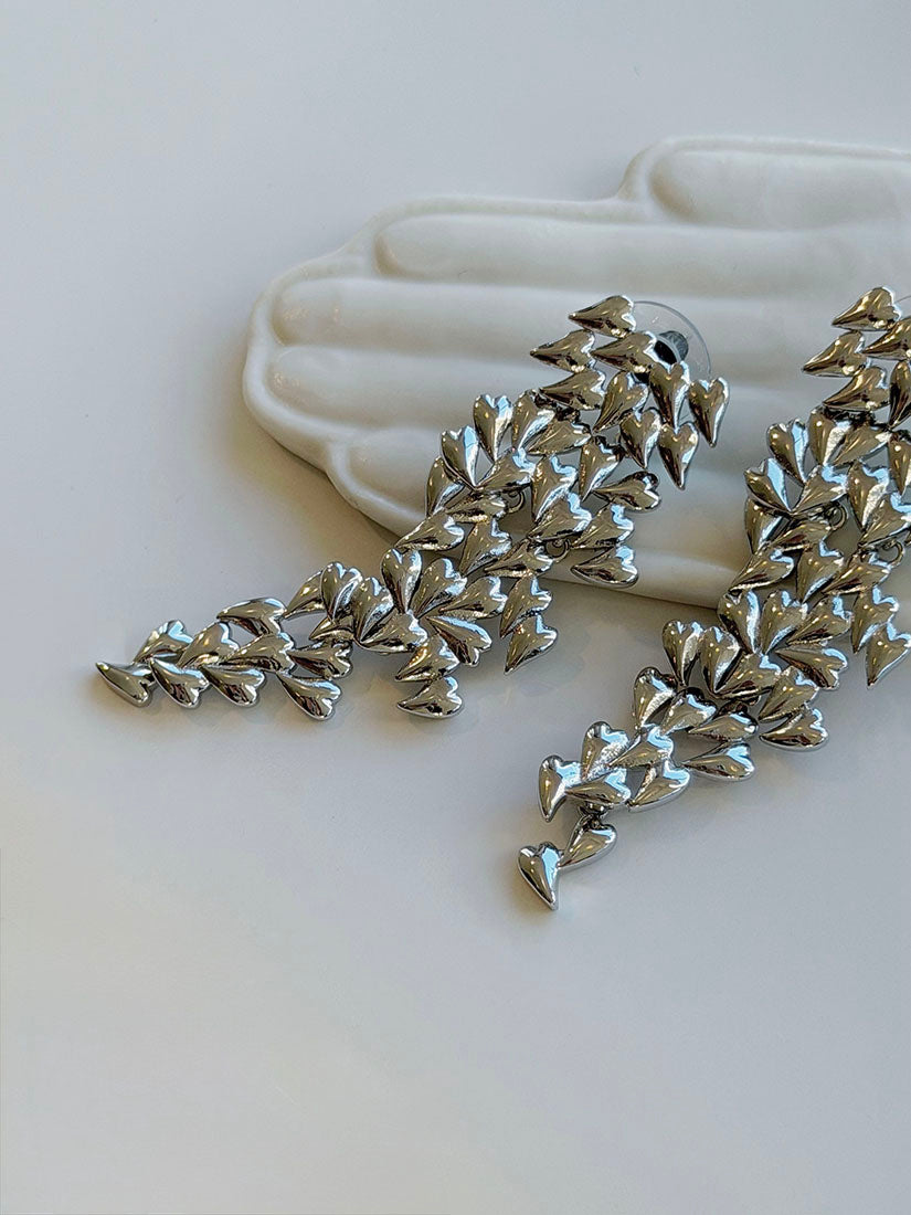 Polished Silver Romance Heart Earrings (2 Styles)