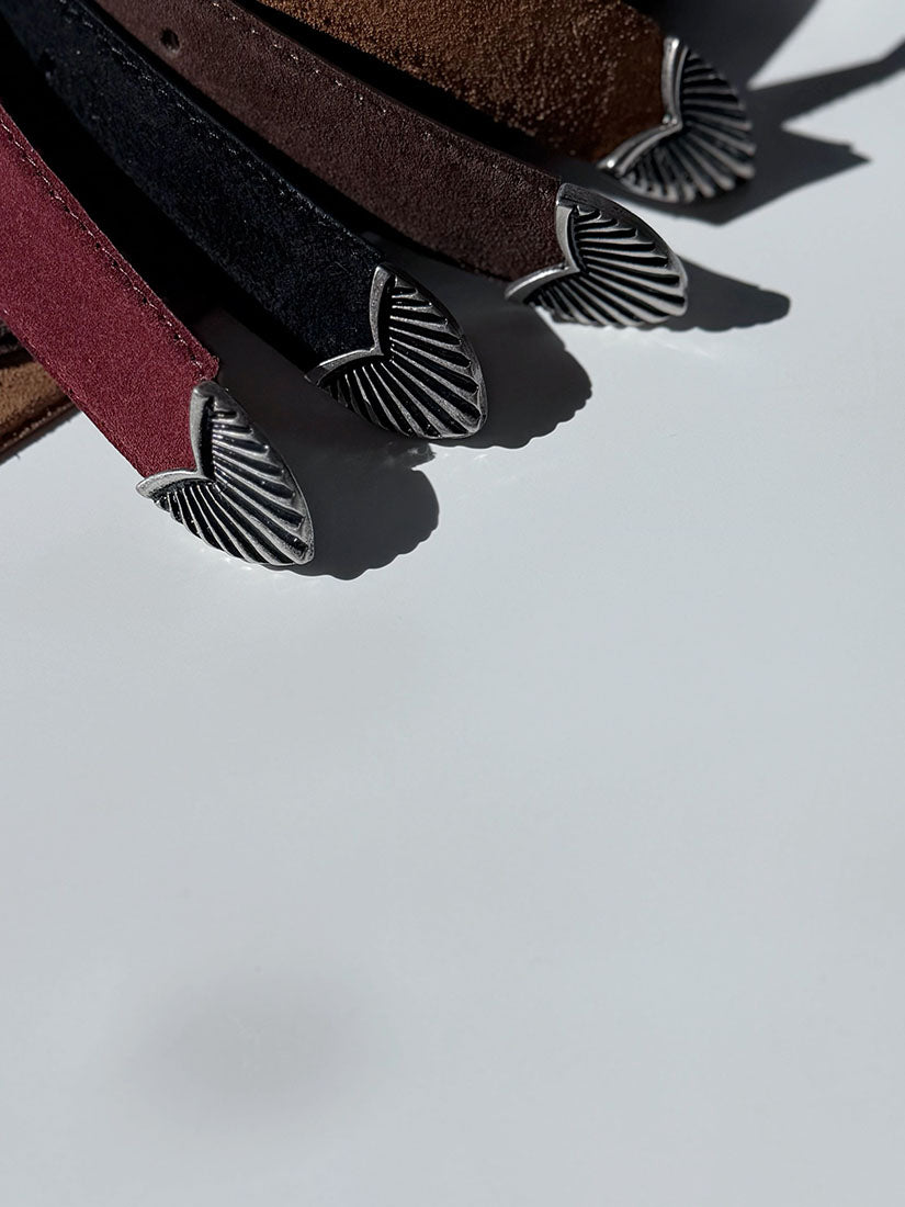 Western Engraved Buckle Suede Belt (3 Colours)