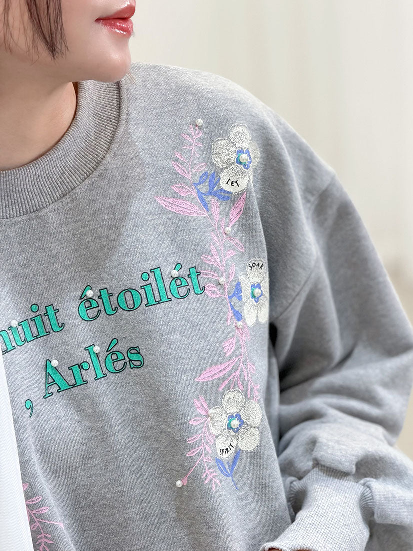 Pearl Flower Printed Sweatshirt (2 Colours)