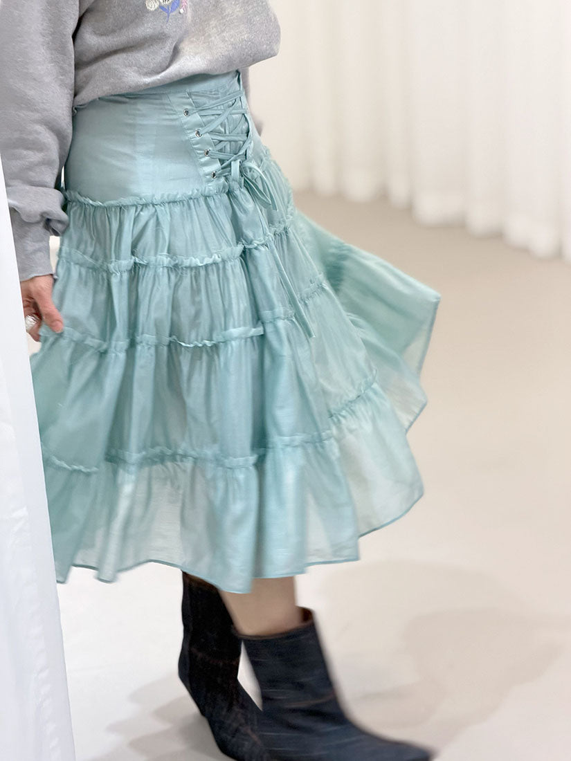 Lace Up Side Tiered Skirt (2 Colours)