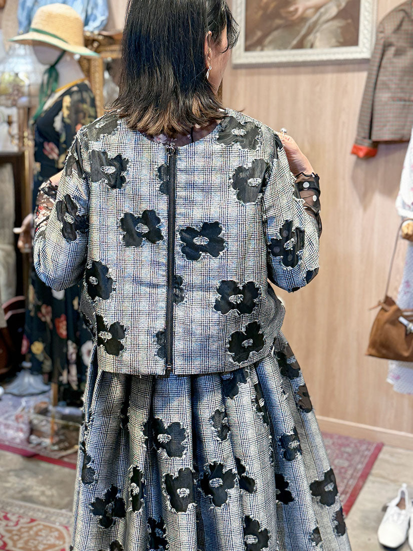 Flower Glen Check Zip Up 2 ways Jacket