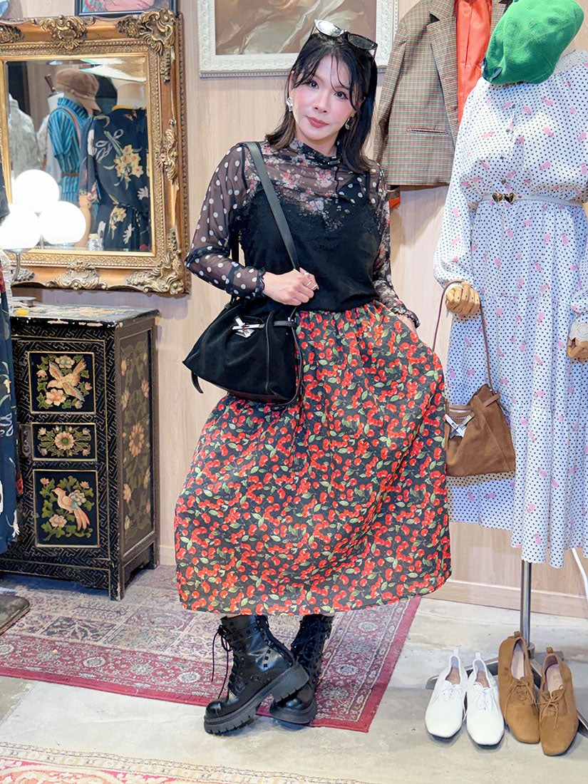 Cherry Printed Flare Skirt (2 Colours)