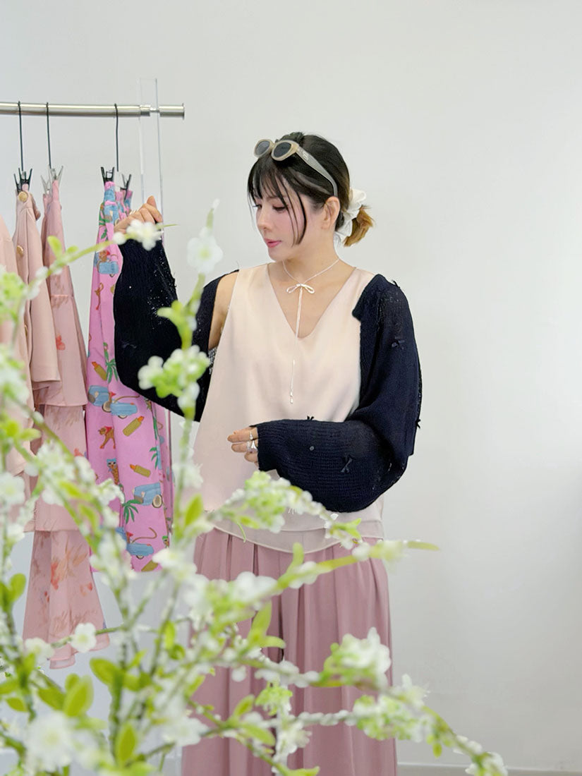 Ribbon Bow Long Sleeve Knitted Shrug (3 Colours)
