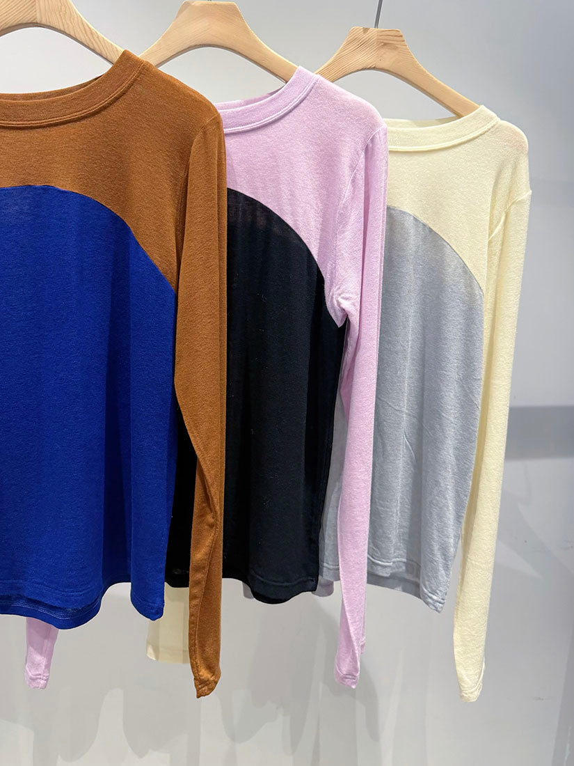 Colourblocked Long Sleeve Basic Top (3 Colours)