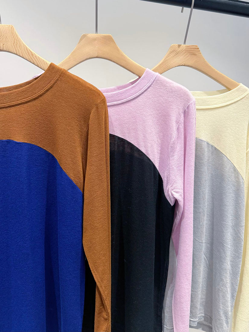 Colourblocked Long Sleeve Basic Top (3 Colours)