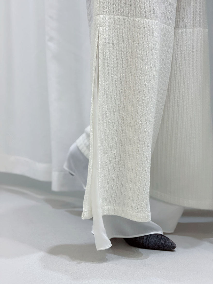 Layered Hem Knitted Pants With Leather Braid String (4 Colours)