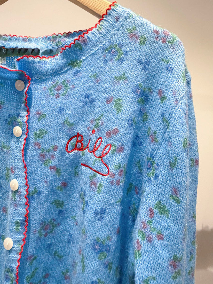Embroidered Edge Floral Printed Cardigan (3 Colours)