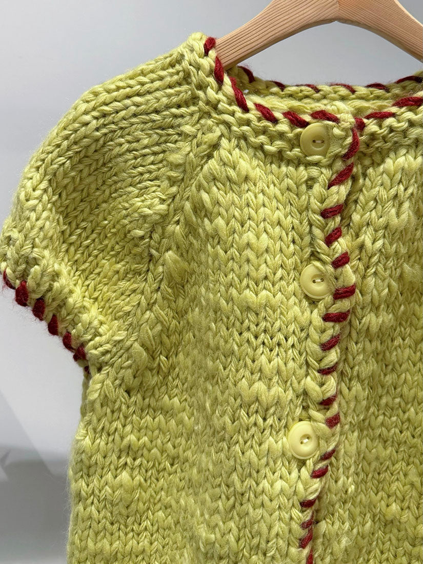 Chunky Contrast Whipstitch Cape Sleeve Cardigan (2 Colours)