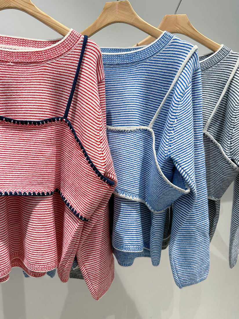 Striped Sweater With Crop Cami Cover Up Set (3 Colours)