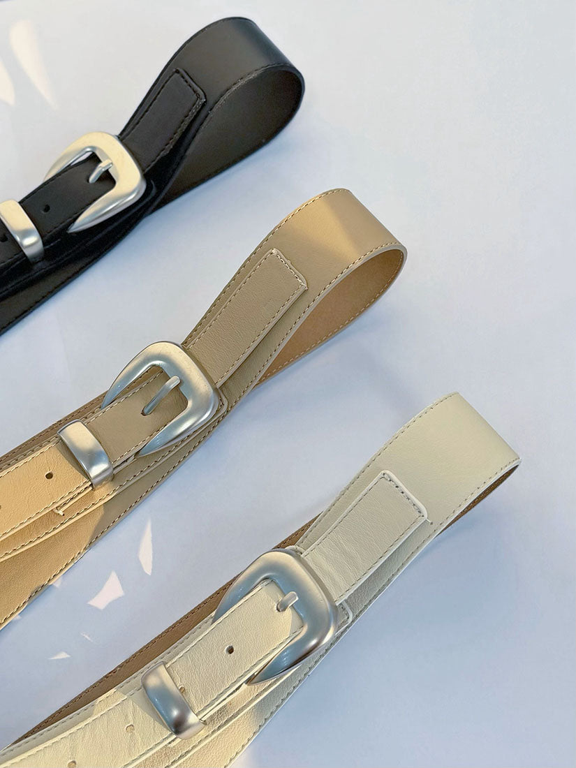 Silver Brushed Buckle Belt (3 Colours)